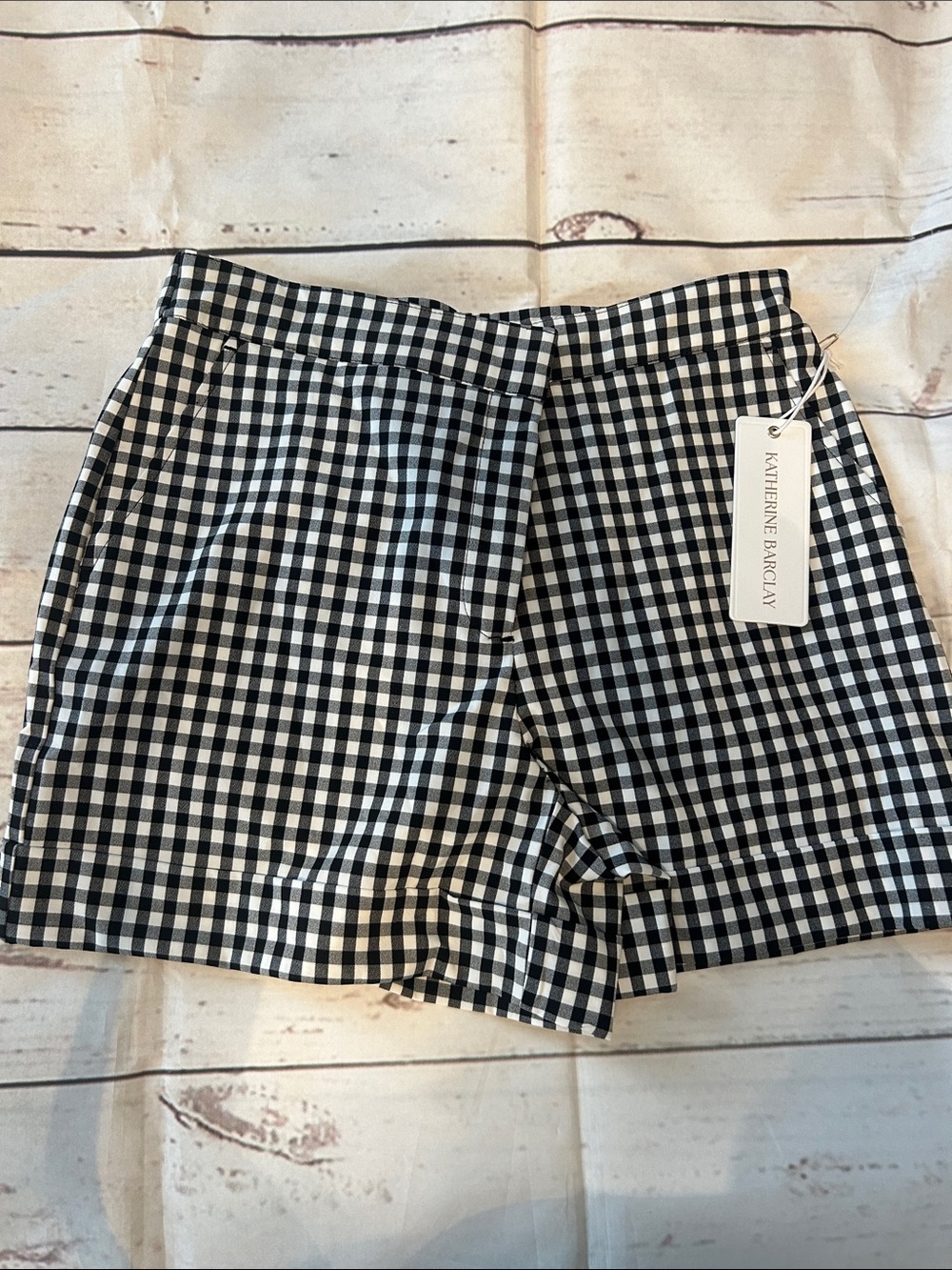 Katherine Barclay Black & White Gingham Bermuda Shorts